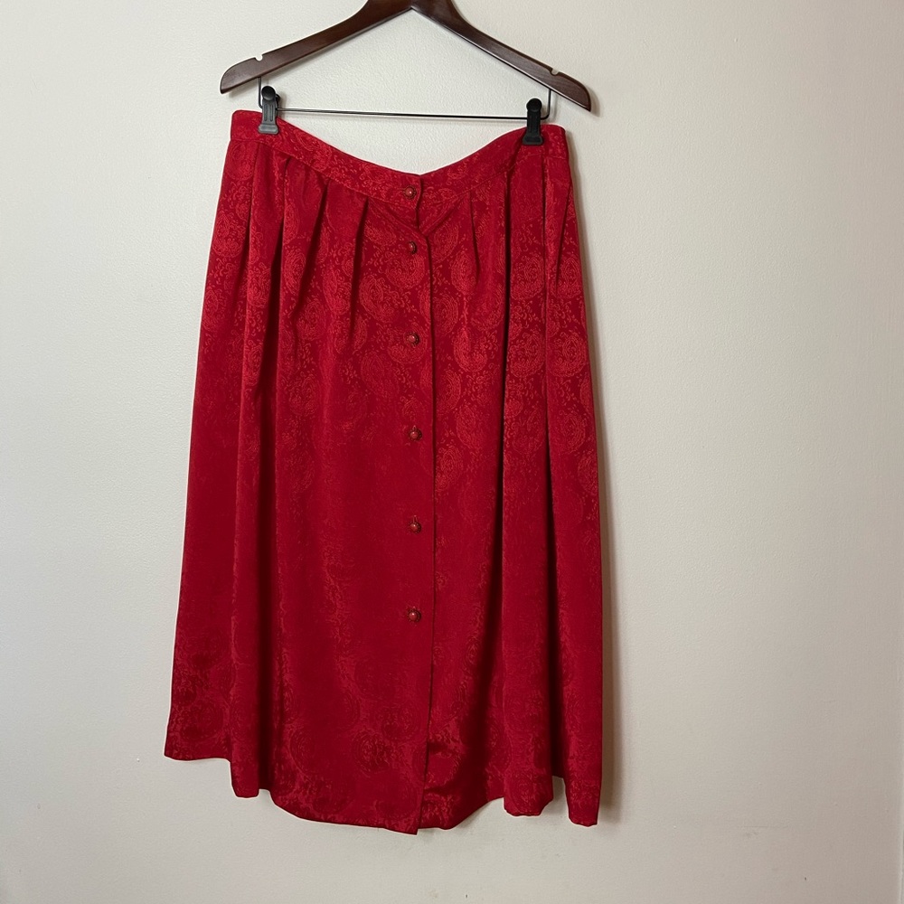 Vintage Brobell Red Print Button Down Skirt